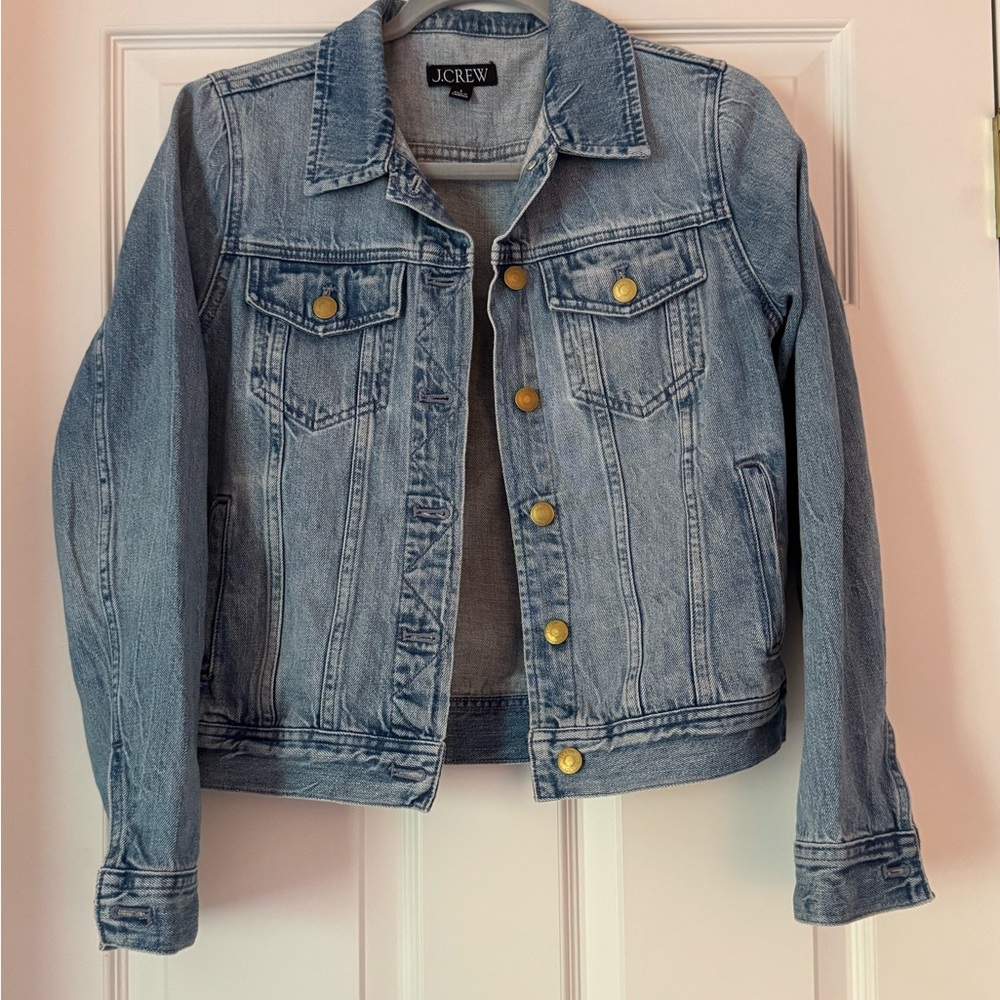 J. Crew Light Blue Denim Jacket with Gold Buttons
